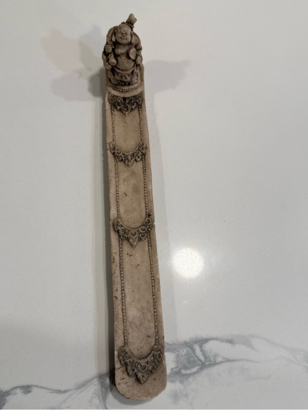 Decorative Beige Resin Incense Holder with Figure Accent